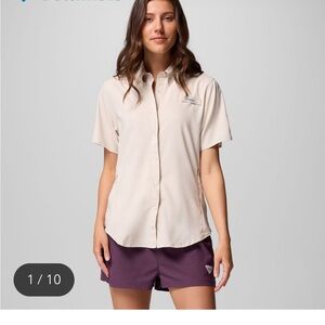 Columbia Women's Tamiami  Button Down Short Sleeve Green Regular Fit Size XXL